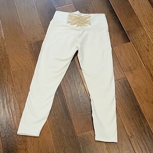 Fabletics Powerhold, large leggings, off-white/tan details